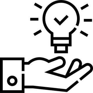 Lightbulb with checkmark — complete solutions